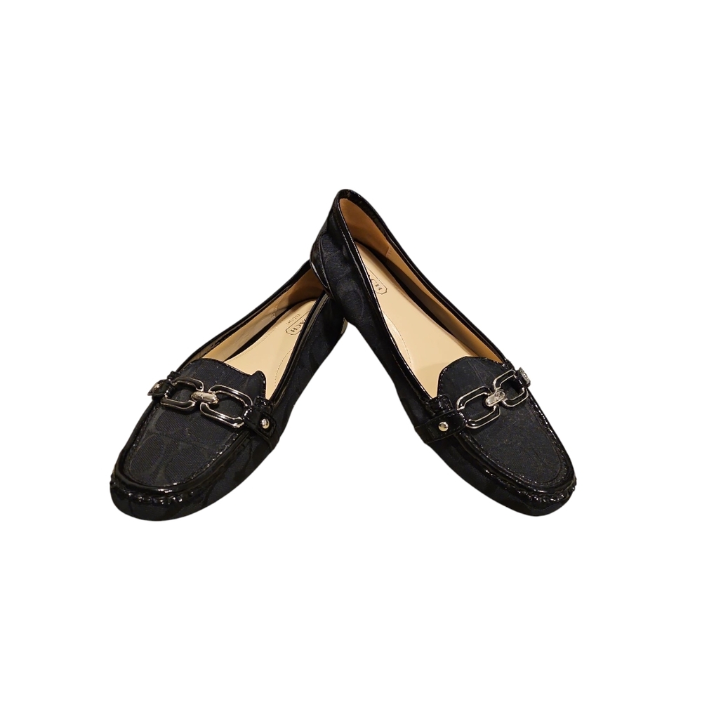 Coach Black Leather Slip-On Flats - Picture 1 of 6